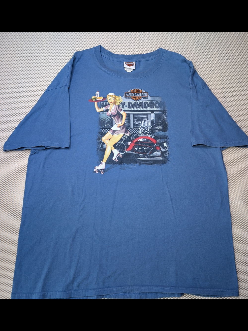 Harley-Davidson Orlando Florida USA 2016 Beth Pinup Men's XL Blue T-shirt